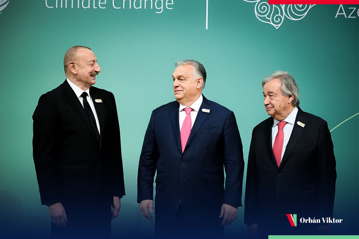 Enjoying the fantastic hospitality of <a href="/presidentaz/">Ilham Aliyev</a> President Aliyev at the #COP29 in Baku. The 🇭🇺 message is clear: the green transition and the fight against climate change should not be done against the interests of our farmers and the business community, but in cooperation