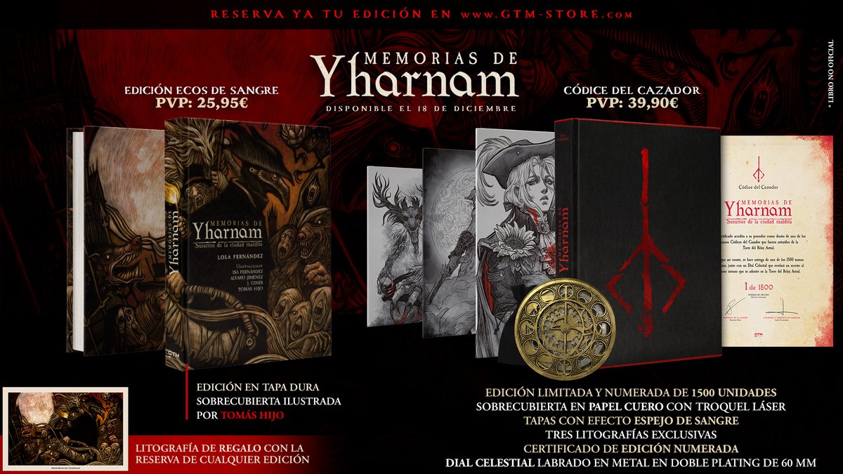 PRESENTAMOS MEMORIAS DE YHARNAM

Un sombrío viaje hasta las profundidades de Yharnam para reconstruir la historia de Bloodborne desde sus fragmentos.

🌕¡Dos ediciones de lujo con más de 45 grabados originales!

¡RESERVA tu edición ahora! gtm-store.com/?s=Yharnam&pos…