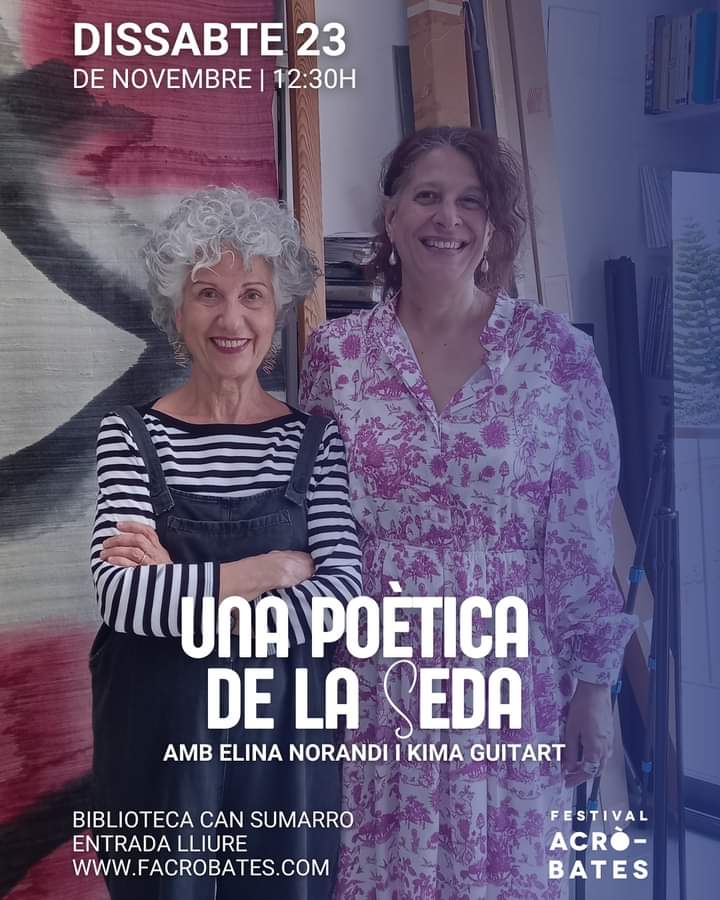 Elina Norandi (@elinanorandi) on Twitter photo Sou convidats/des a la xerrada entre la Kima Guitart i jo. Parlarem d'Art i de poesia. Us hi esperem al Festival Acròbates. Dissabte 23/11, 12.30 h <a href="/facrobates/">Festival Acròbates</a> #art #arte #donesartistes #mujeresartistas #poesia #curator Sou convidats/des a la xerrada entre la Kima Guitart i jo. Parlarem d'Art i de poesia. Us hi esperem al Festival Acròbates. Dissabte 23/11, 12.30 h <a href="/facrobates/">Festival Acròbates</a> #art #arte #donesartistes #mujeresartistas #poesia #curator
