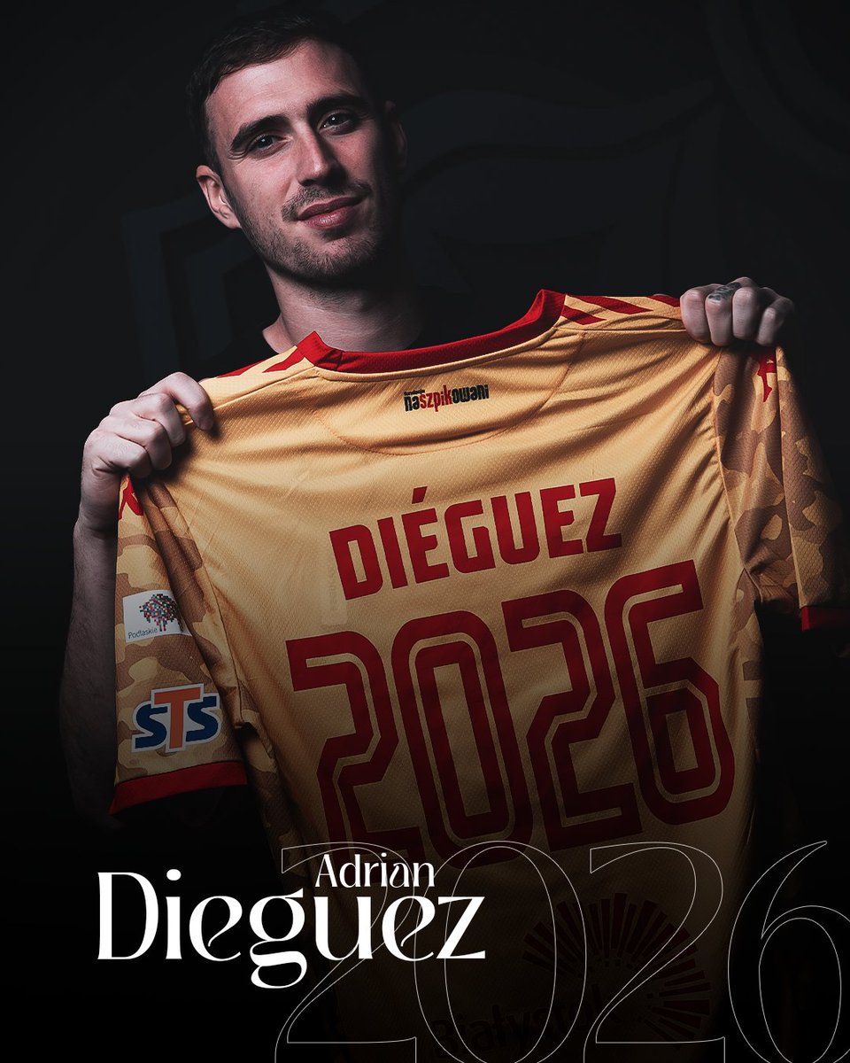 🆕 <a href="/adriandieguez/">Adrián Diéguez</a> zostaje na dłużej w Jagiellonii Białystok. 🟡🔴 Środkowy obrońca będzie występował w zespole mistrza Polski do 2026 roku.

🔗 Czytaj: tiny.pl/brqp9-km

🇪🇸 Adrian, cieszymy się, że zostajesz z nami!