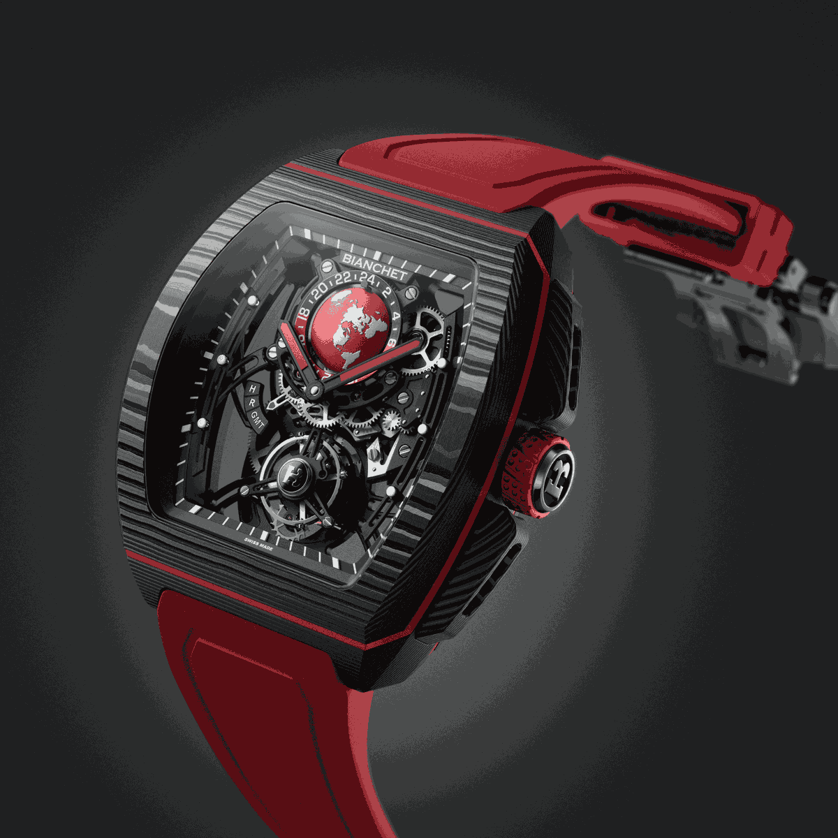 BianchetWatches's tweet photo. Made for world travellers, the Flying Tourbillon Sport GMT Carbon Red combines elegance and function, featuring a rotating Earth for easy time zone shifts. Precision, wherever you go.
Discover more: https://t.co/JZpHUWg7ka
#Bianchet #TourbillonWatch #GMTFunction https://t.co/740FVFXpFx