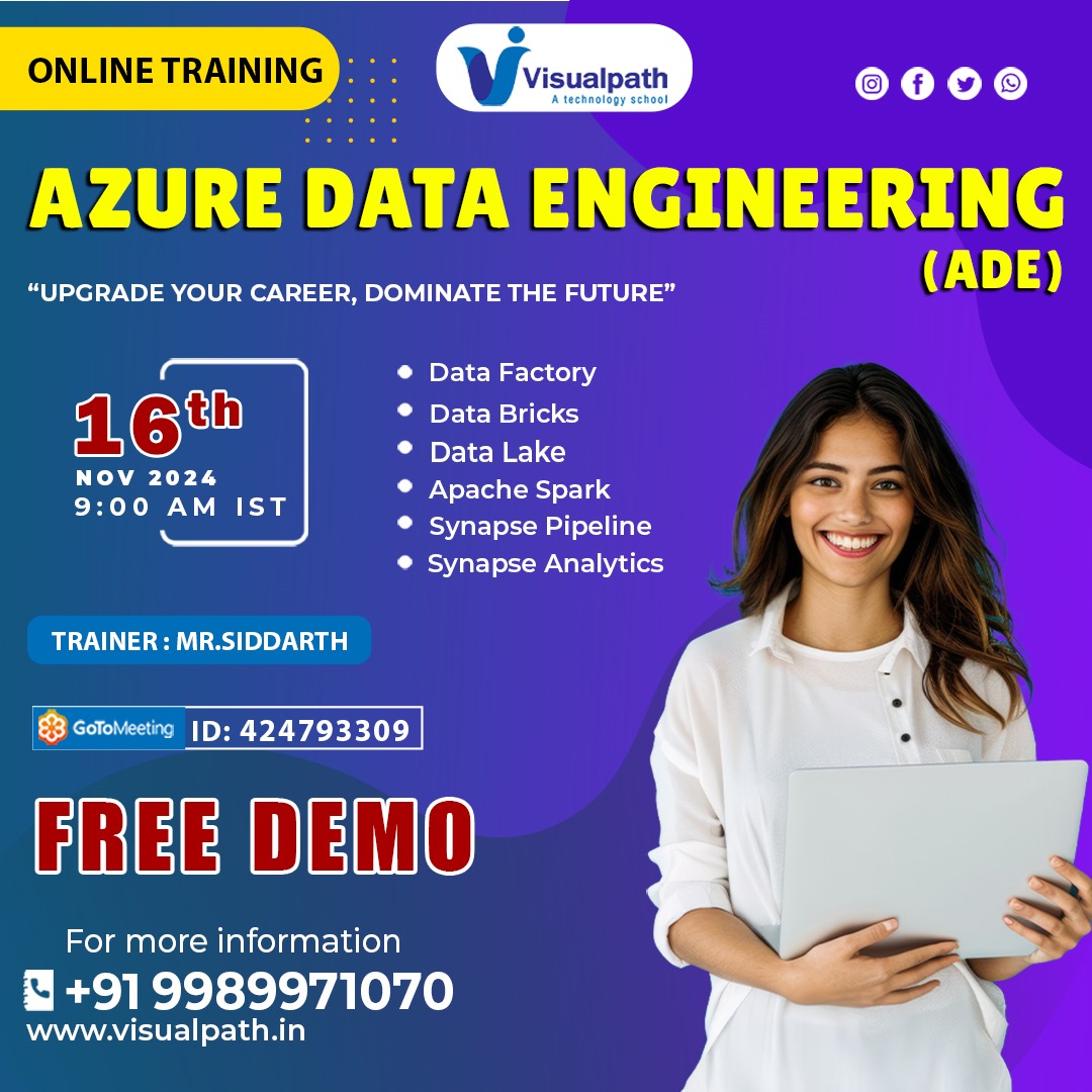 EVisualpat85693's tweet image. Join Now: meet.goto.com/424793309
Attend Online #Free_Demo On #Azure_Data_Engineering by Mr.Siddarth.
Demo on: 16 November 2024 @9:00 AM IST.
Contact us: +91 9989971070
WhatsApp: whatsapp.com/catalog/919989…
Visit: visualpath.in/online-azure-d…
#visualpath #E_learning #azure #aws #cloud