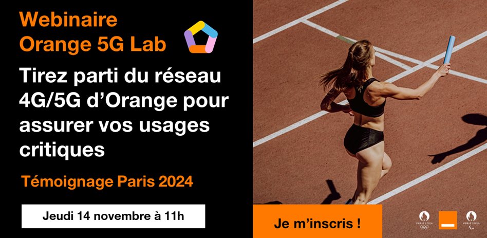 L'Everest des télécoms : Comment @Orange a répondu aux besoins critiques de #Paris2024 grâce aux réseaux #4G/#5G et les avantages des réseaux privés virtuels ?
📢 Rejoignez le webinaire Orange 5G Lab le 14 novembre, de 11h à 12h !
Inscription ici 👉 cutt.ly/FeFAXuLH