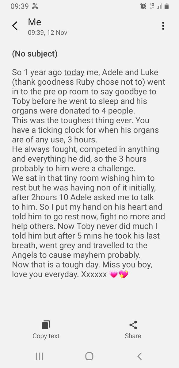 Glenn Barraclough (@glennbarra66) on Twitter photo 1year since my boy grew his wings. Lessons learned,
pain at this level hurts so much.
Always wear a seatbelt it could save your life or other peoples, pass on this to everyone who will listen.
Treasure every minute you have.
<a href="/NHSOrganDonor/">NHS Organ Donation💗🫀🫁</a> <a href="/YorkshireJunior/">Yorkshire Junior and Youth League</a> 1year since my boy grew his wings. Lessons learned,
pain at this level hurts so much.
Always wear a seatbelt it could save your life or other peoples, pass on this to everyone who will listen.
Treasure every minute you have.
<a href="/NHSOrganDonor/">NHS Organ Donation💗🫀🫁</a> <a href="/YorkshireJunior/">Yorkshire Junior and Youth League</a>