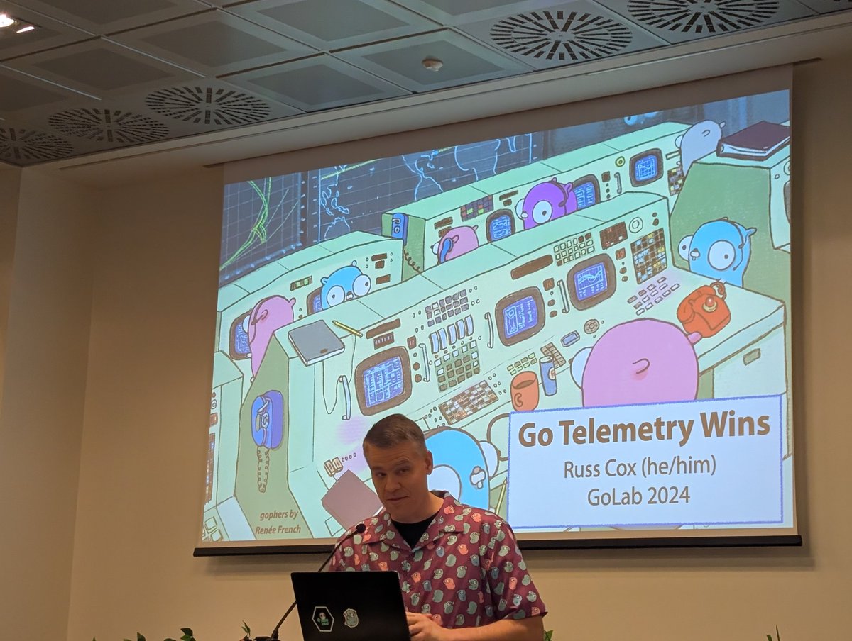 First talk of the day at <a href="/golab_conf/">GoLab</a> was from <a href="/_rsc/">Russ Cox</a> talking about go telemetry. Now I'm more than fine enabling it in my machine. Probably a nice talk to see for every open source maintainer to see the importance of telemetry and how to do it respectfully.
