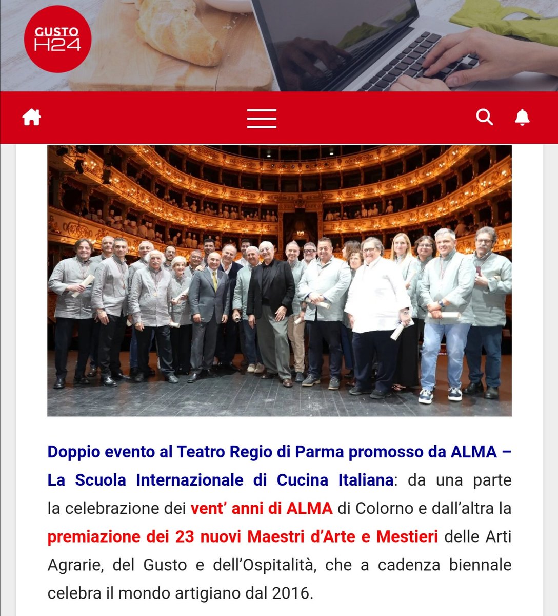 EdTroiano's tweet photo. Scintillante cerimonia al Teatro Regio di #Parms per i 20 anni di ALMA e per i 23 nuovi Maestri d’Arte
RI cordato il Maestro Gualtiero Marchesi, Rettore di @Alma_School
Le parole Alberto #Figna, presidente di ALMA
su #Gustoh24
https://t.co/B2Nbyq0G5q
@paoloigna1 @sassi_mario https://t.co/DNztck6Mgl
