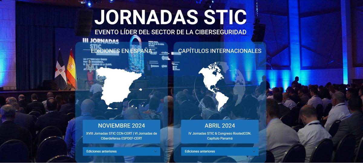 🚀¡Arrancan las XVIII Jornadas STIC <a href="/CCNCERT/">CCN-CERT</a>!🛡️

Los próximos 📆26, 27 y 28 vuelve el evento líder del sector de la #ciberseguridad, donde estaremos presentes como ponentes hablando sobre #Inteligencia y #desinformación🌍

¡Te esperamos!
👇👇
jornadas.ccn-cert.cni.es/es/xviiijornad…