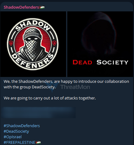 MonThreat's tweet photo. 🚨ShadowDefenders and DeadSociety Announce New Alliance🚨
ShadowDefenders has announced a new collaboration with DeadSociety, signaling a strategic partnership between the two groups.
#ShadowDefenders #DeadSociety #CyberAlliance #DarkWeb #ThreatIntelligence https://t.co/aC2Yqhv0VT