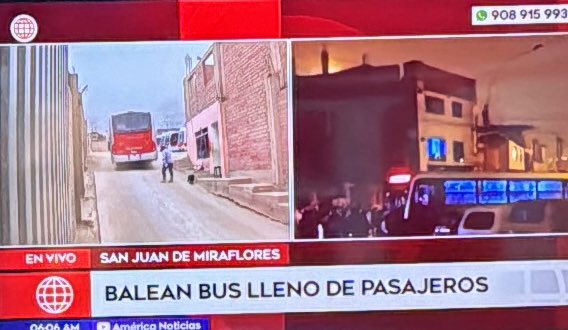 VeroLinaresC's tweet image. En San Juan de Miraflores balean bus de empresa Nueva América que estaba llena de pasajeros. Los administradores pagan cupo en el terminal de Lima Norte pero se niegan a pagar en el terminal ubicado en Lima Sur.  #Impunidad