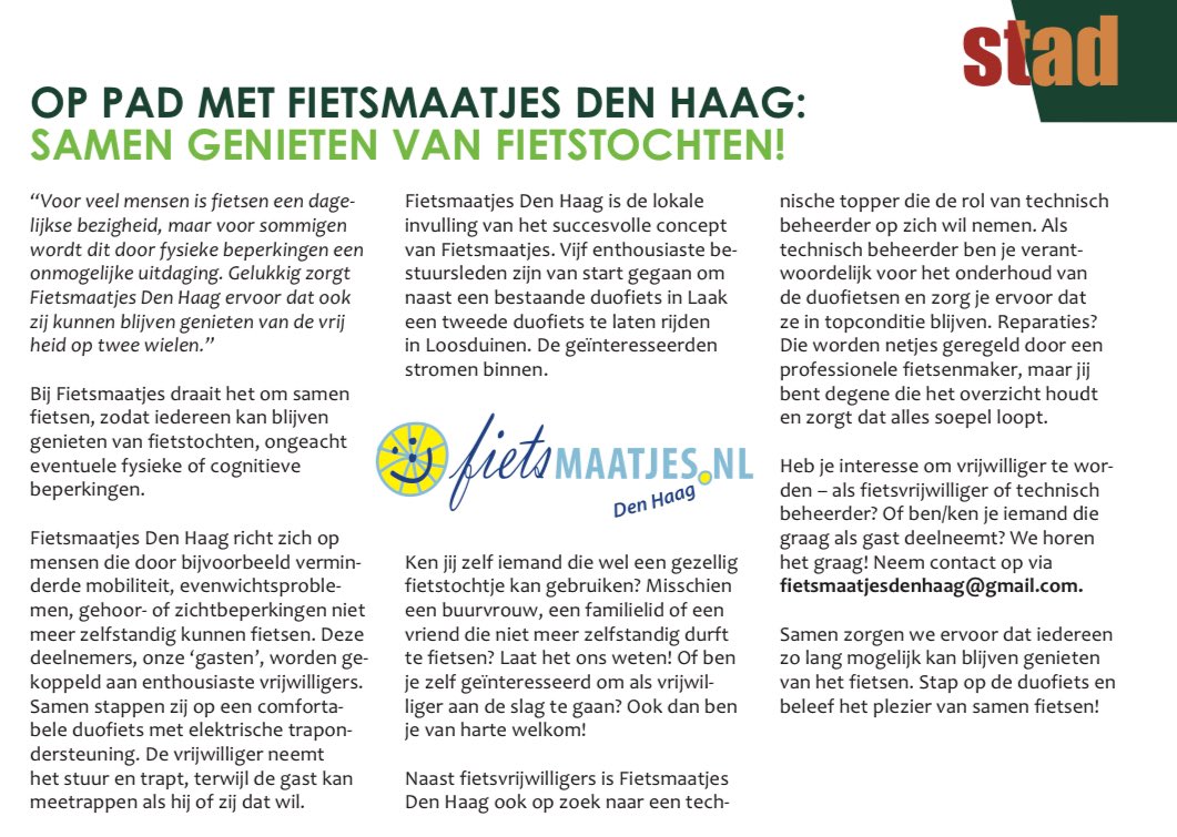 FietsmaatjesDH's tweet photo. De Fietsbel is het ledenblad van @FB_HaagseRegio. In het artikel stellen we ons voor en doen we een oproep voor een technische beheerder en vrijwilligers.🚴📬
💡❤️Interesse stuur een mailtje naar fietsmaatjesdenhaag@gmail.com
📰🔗Het hele blad lezen? https://t.co/niFlVcspAf https://t.co/L9gPrU7Ubb