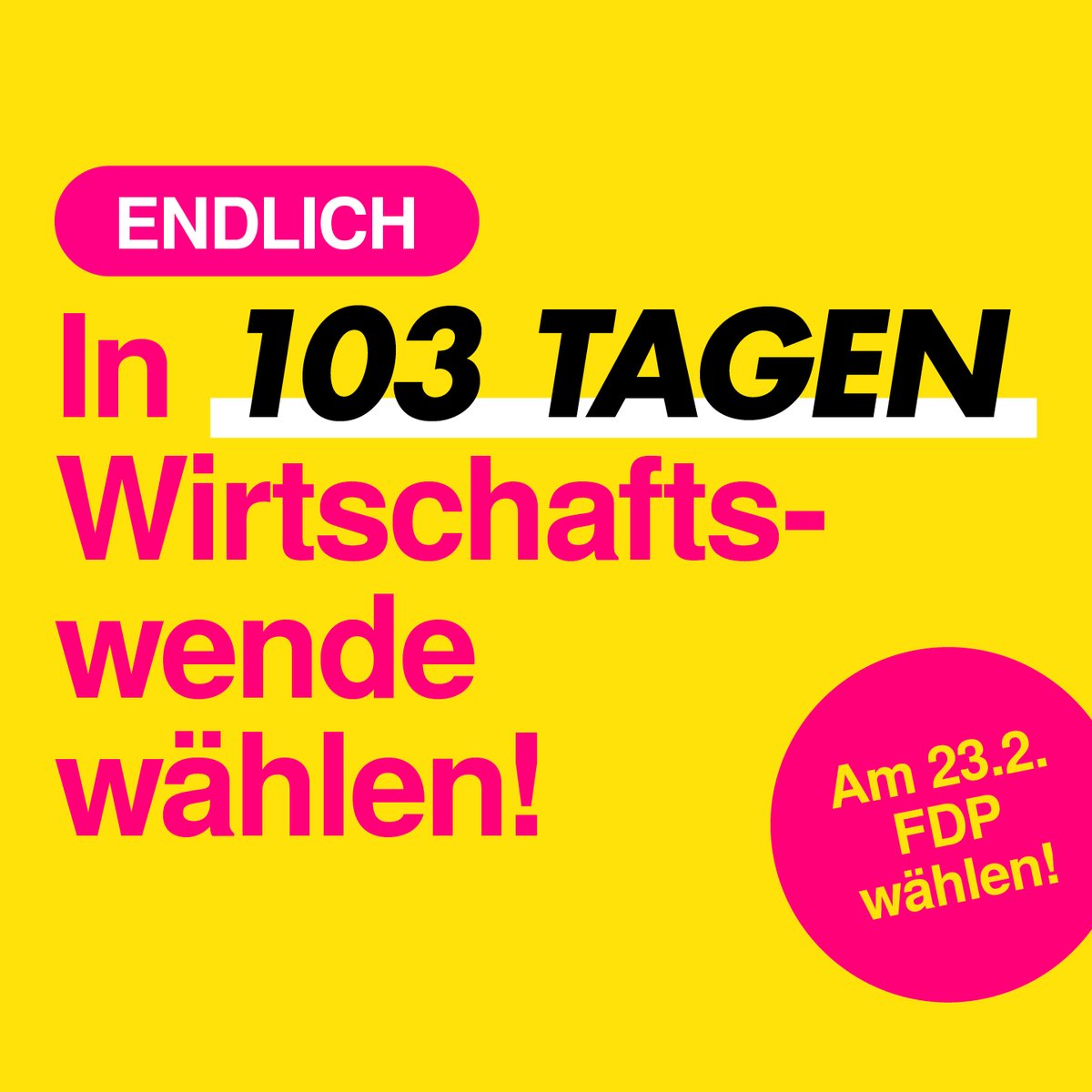 Deutschland steht vor einer Richtungsentscheidung. Jetzt ist endlich klar, wann über eine echte Wirtschaftswende entschieden wird: Am 23.02.2025! Wir Freie Demokraten wollen Deutschland wieder auf Wachstumskurs bringen!