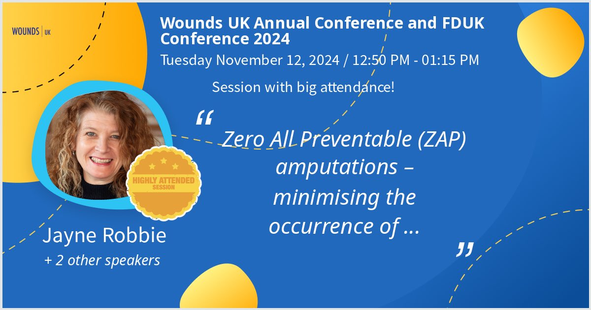 I will give a talk at Wounds UK Annual Conference and FDUK Conference 2024 on Zero All Preventable (ZAP) amputations – minimising the occurrence of preventable lower limb amputations. Hoping for a great turnout! #WoundsUK #WeAreWounds #Wounds2024 - via #Whova event app