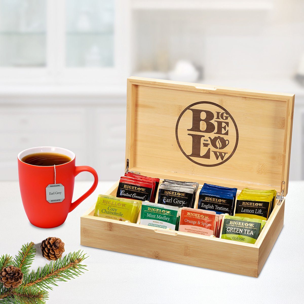 20% off Bigelow tea chests with 64 teabags of green, black and herbal teas. Start your holiday shopping early! bit.ly/48EPdmL #bigelowtea #flashsale