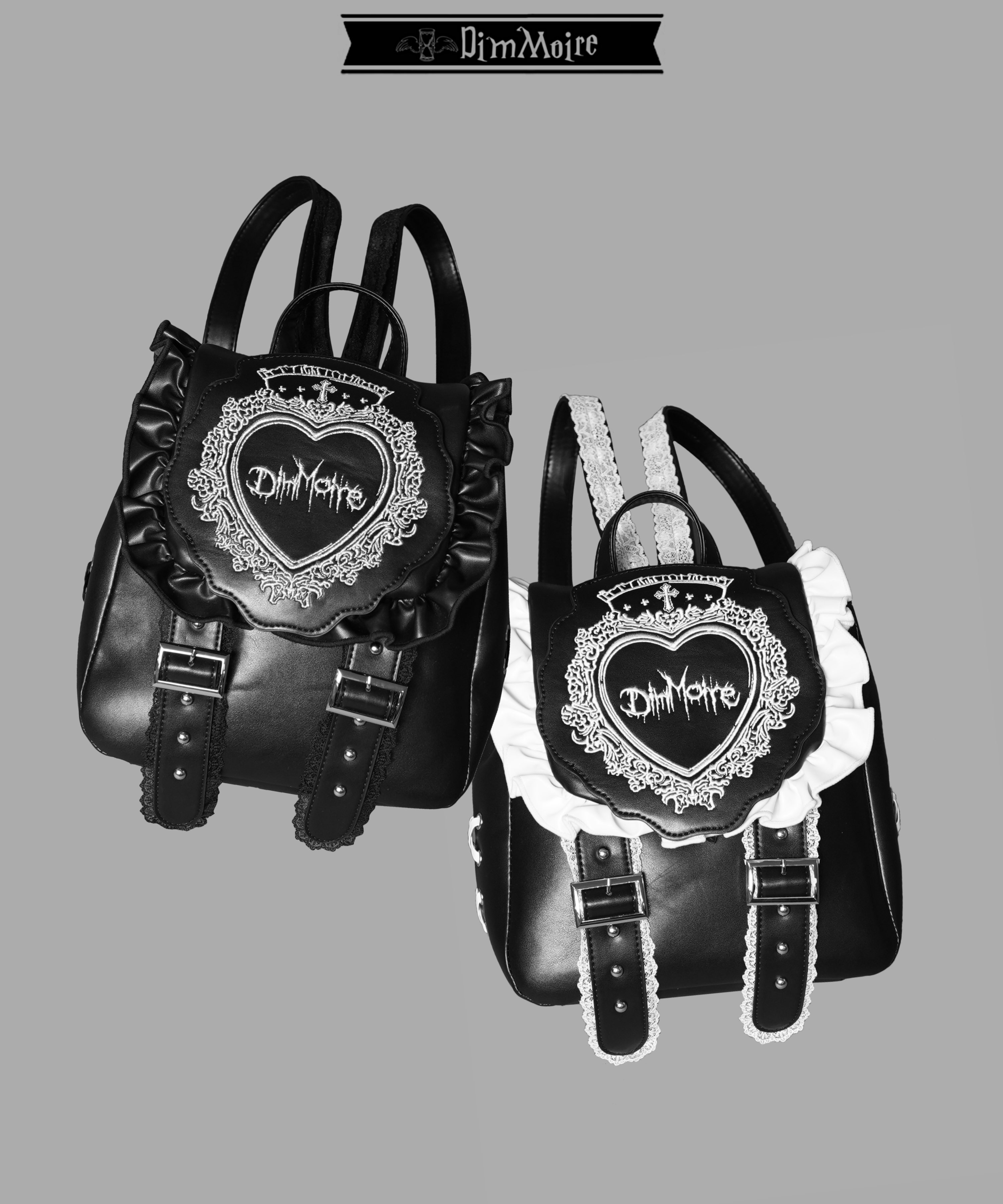 新品　Dimmoire リュック HeartCoreフリルミニリュック 黒 白 正規品 DimMoire HeartCoreフリルミニリュック 黒×白 バッグ