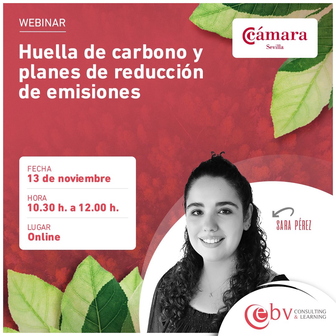 El próximo día 13 de noviembre de 10.30 a 12.00 h. Se celebrará la WEBINAR:

Huella de carbono y planes de reducción de emisiones

Se imparte a través de la Cámara de Comercio de Sevilla y es COMPLETAMENTE GRATUITO

▶️ Inscríbete en el siguiente enlace:

camaradesevilla.com/jornadas/huell…