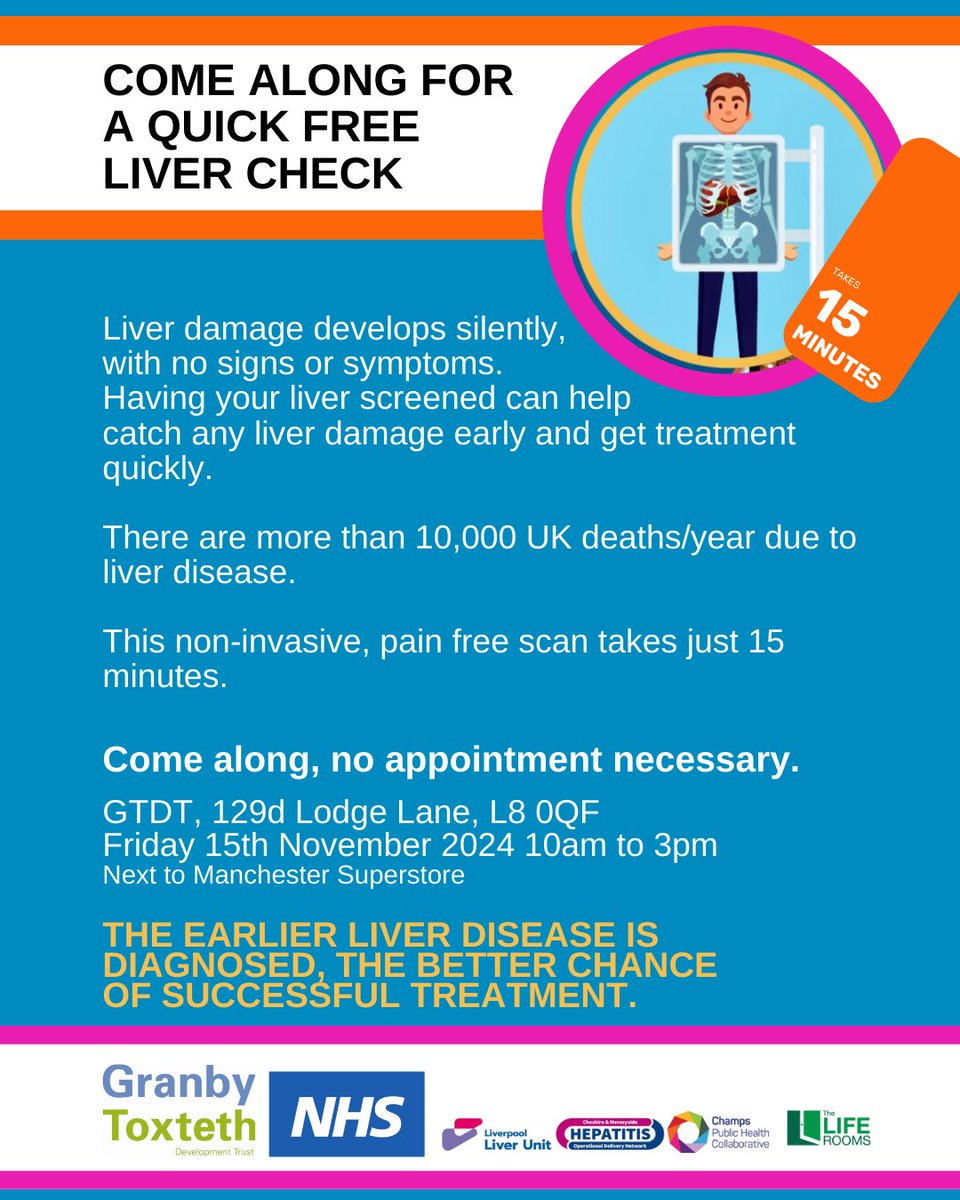 Finding liver disease early means the best chance of successful treatment. But liver disease often has no symptoms. That’s why the #NHS are offering free liver scans here on Lodge Lane in their specially equipped vehicle - convenient location, takes just 15 minutes. Drop in