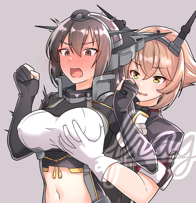 スケブリクでイチャイチャながむつ描かせていただきました!リクエストありがとうございました!!#艦これ #skeb 