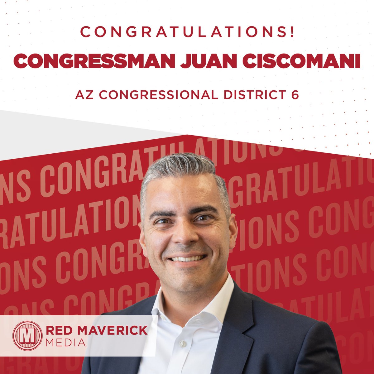 Congratulations to Maverick client Congressman Juan Ciscomani on his re-election to the House of Representatives! This district was a key defend for House Republicans and we are honored to have been a part of the team. #winningdifferently