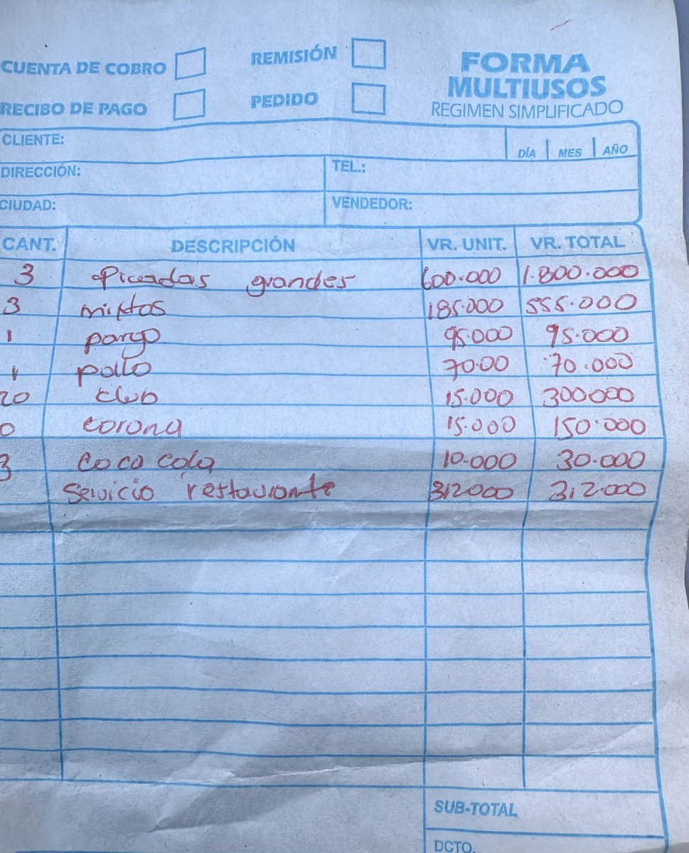 Viene uno a Cartagena a compartir con amigos, pasar un puente inolvidable, pero en Cholón hacen todo lo posible por espantar al turista. Abusan con los precios, te cobran picadas a 600 Mil, platos a 185 mil y sin descaro te exigen pagar propina de 312 mil y te dan factura chimba