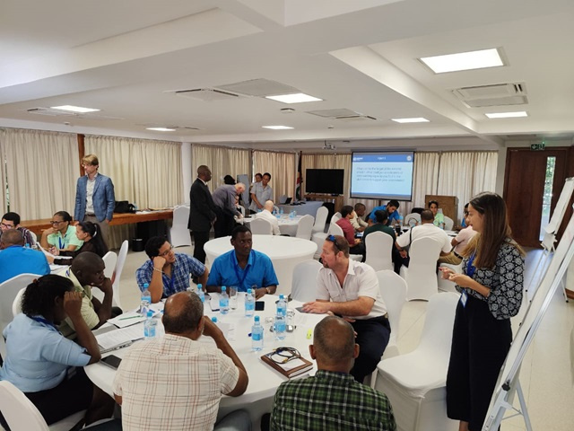 WHOSeychelles's tweet photo. .@WHO @Seychelles joins #DRMD in #disasterriskpreparedness for a #CBRN #tabletop exercise, co-organized with @UNICRI, @StateDept, and @EU_CBRN_CoE. This exercise focuses on enhancing coordination and development of a National Action Plan to address country preparedness gaps.🇸🇨🇺🇳 https://t.co/f1ZNJnZjZU