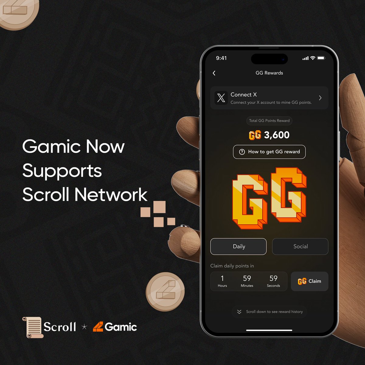 pingapphq's tweet image. Amazing News!  🎉 

Gamic now supports Scroll Network 🔶 

Our Gamic app now supports @Scroll_ZKP network to our growing network ecosystem. Users can now earn GG by swapping tokens and sending airdrops to friends in chats on Scroll network. #GAMIC #scrollzkp ✨