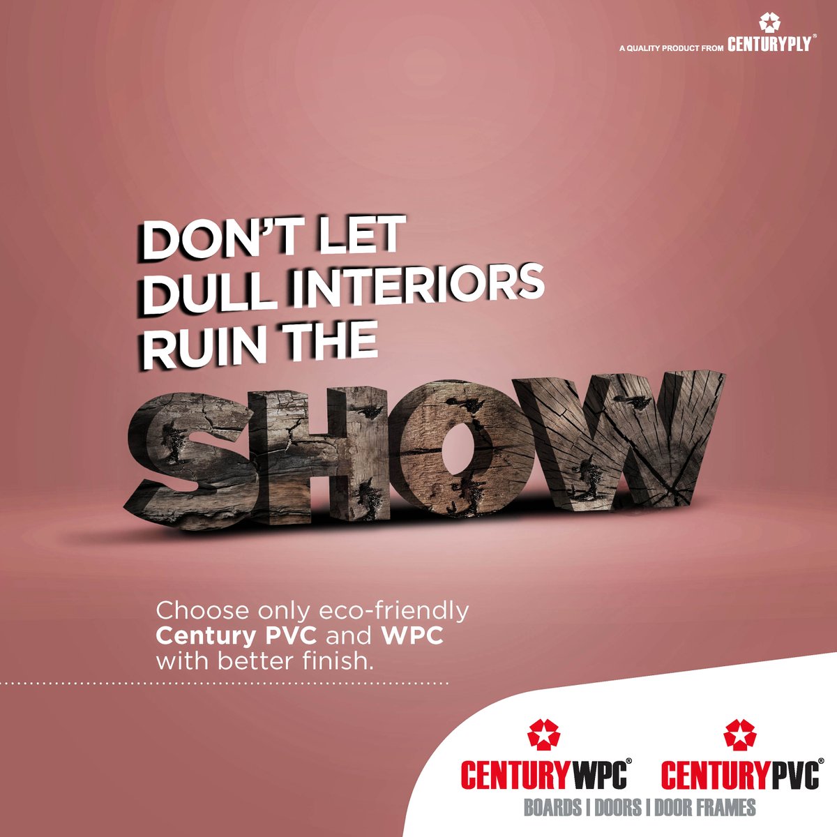 CenturyPlyIndia's tweet photo. Let your interiors shine with CenturyPVC & WPC’s premium finish. Crafted for elegance, they add a touch of sophistication to every room.
Know More - https://t.co/CrURqaQjur
#CenturyPly #CenturyWPC #CenturyPVC https://t.co/DnirQDvrKa