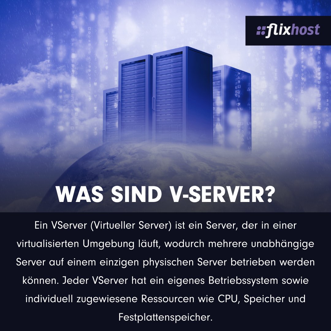 FlixHost's tweet photo. 🔍 Wissensdatenbank: Was ist ein VServer? 🔍
Ein VServer (Virtueller Server) ist ein digitaler Allrounder: Er läuft in einer virtualisierten Umgebung und ermöglicht es, mehrere unabhängige Server auf einer einzigen physischen Maschine zu betreiben. Ideal für Hosting, Web-Anwendungen und Entwicklungsprojekte! 💻✨

Es gibt verschiedene VServer-Typen:
VPS: Kostengünstig mit geteilten Ressourcen.
VDS: Fest zugewiesene Ressourcen für mehr Stabilität.
Cloud VServer: Flexibel und skalierbar.

Egal ob für kleine Websites oder umfangreiche Anwendungen – ein VServer bietet Flexibilität und Leistung, die sich anpassen lässt. 🚀

Interessiert an einem eigenen VServer? 🌐💪 Entdecke die passende Lösung für dein Projekt und profitiere von flexiblen, skalierbaren Ressourcen. Starte jetzt durch und sichere dir deinen VServer bei https://t.co/YwtzHeCsmo! 👈

#VServer #VirtuellerServer #HostingSolutions #WebHosting #CloudHosting #ServerHosting #VPS #VDS #DigitalBusiness #FlixHost