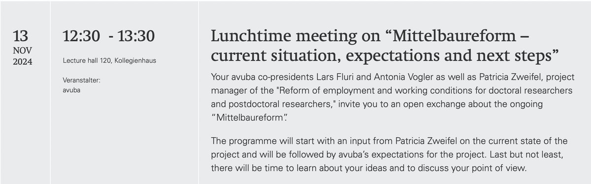 avubabasel's tweet photo. Please join us tomorrow to discuss reforming mid-level staff - a very important issue for all @UniBasel_en (post)docs. https://t.co/3WxisWXPyk