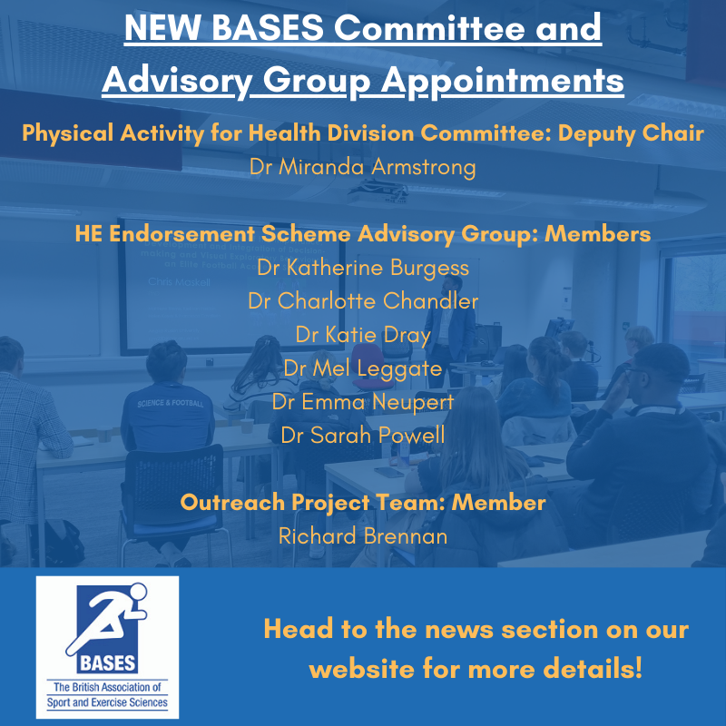 CASES (@casessocial) on Twitter photo Following open recruitment, we are pleased to announce new members to BASES Committees and Advisory Groups. Congratulations! ๐ #Sport #Exercise #Science
@hostehealth <a href="/Dr_M_Armstrong/">Miranda Armstrong</a> <a href="/EmmaNeupert/">Emma Neupert</a> <a href="/KBurgi/">Dr Kath Burgess</a> <a href="/KatieDray99/">Dr Katie Dray</a> <a href="/MelanieLeggate/">Mel Leggate</a> <a href="/CLChandler86/">Charlotte Chandler</a> Following open recruitment, we are pleased to announce new members to BASES Committees and Advisory Groups. Congratulations! ๐ #Sport #Exercise #Science
@hostehealth <a href="/Dr_M_Armstrong/">Miranda Armstrong</a> <a href="/EmmaNeupert/">Emma Neupert</a> <a href="/KBurgi/">Dr Kath Burgess</a> <a href="/KatieDray99/">Dr Katie Dray</a> <a href="/MelanieLeggate/">Mel Leggate</a> <a href="/CLChandler86/">Charlotte Chandler</a>