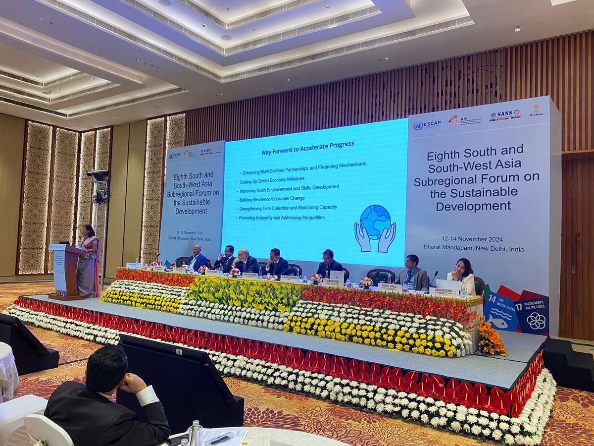 🌍 Session 1: SDG Breakthroughs &amp; Challenges⚠️ 

Our distinguished panel of lead delegates from ESCAP, India, Bangladesh, Bhutan, Iran (Islamic Rep. Of), Maldives, Nepal, Pakistan, Sri Lanka &amp; Türkiye gave engaging updates on SDG progress in their nations 📊

#SDGForumSSWA8