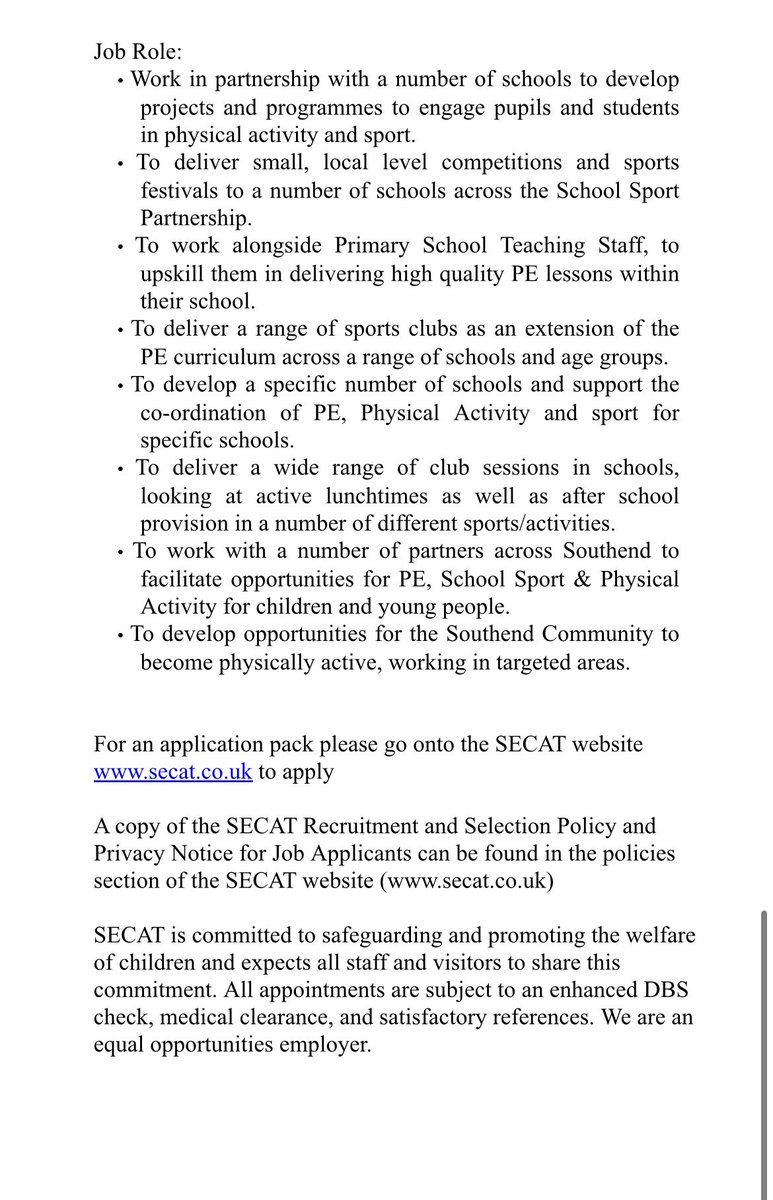 Southend East School Sports Partnership (@southendssp) on Twitter photo JOB OPPORTUNITY 🚨
Our Southend SSP team is expanding if you are interested in coaching or want a direction into teaching please inbox us or share <a href="/YourSouthend/">Your Southend</a> <a href="/activesouthend/">activesouthend</a> <a href="/ActiveEssex/">ActiveEssex</a> JOB OPPORTUNITY 🚨
Our Southend SSP team is expanding if you are interested in coaching or want a direction into teaching please inbox us or share <a href="/YourSouthend/">Your Southend</a> <a href="/activesouthend/">activesouthend</a> <a href="/ActiveEssex/">ActiveEssex</a>