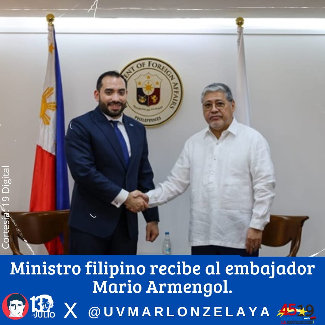 El ministro de relaciones exteriores de Filipinas recibió al embajador de nuestro país #Nicaragua iniciando así su misión diplomática en el país insular 
#DanielTiemposDeVictorias
#4519LaPatriaLaRevolución
#SomosUNAN
#SoyCSM