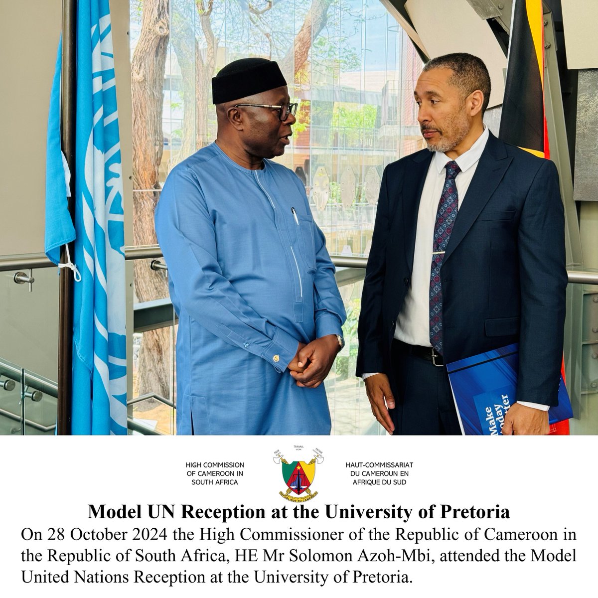 cameroonhc_sa's tweet photo. Model UN Reception hosted at the University of Pretoria
@UPTuks 
#un #UnitedNations #cameroon https://t.co/7GndAxaGCJ