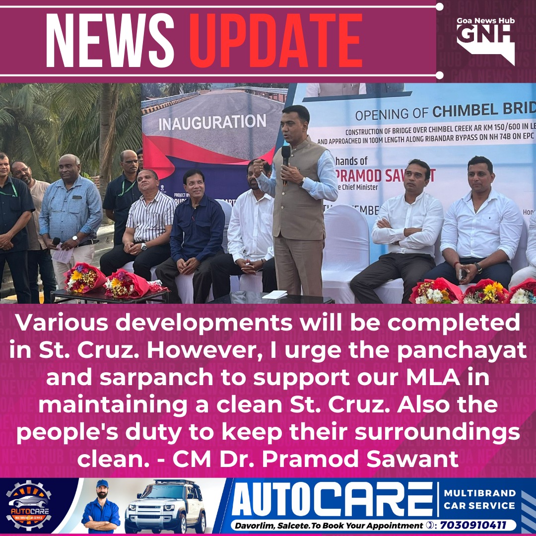goanewshub's tweet image. Various developments will be completed in St. Cruz. However, I urge the panchayat and sarpanch to support our MLA in maintaining a clean St. Cruz. It is also the people's duty to keep their surroundings clean, said CM Dr. Pramod Sawant. 
@DrPramodPSawant
#StCruz #CleanGoa