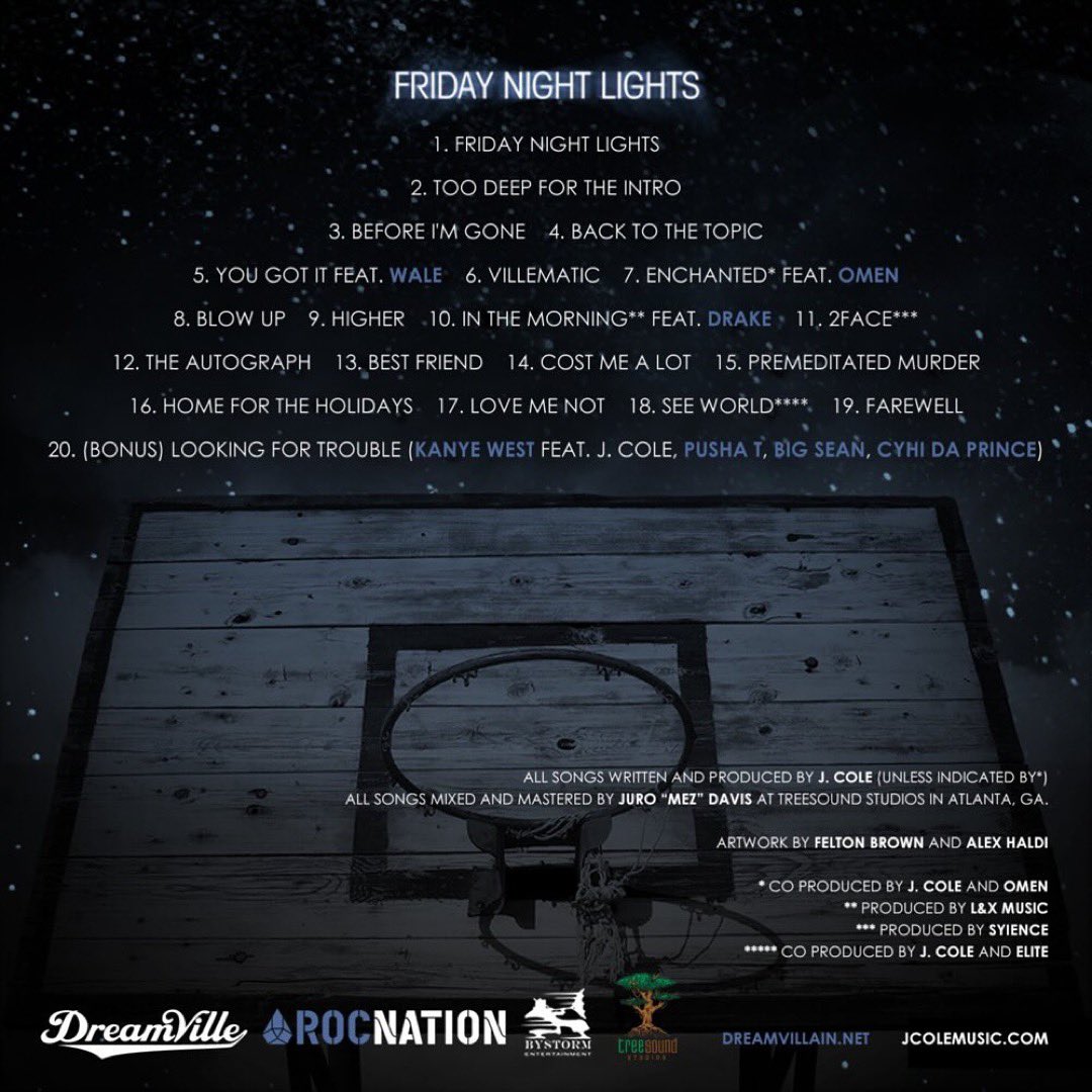 J. Cole’s classic mixtape ‘Friday Night Lights’ dropped 14 years ago today 🏀 💿

Favorite track(s)?