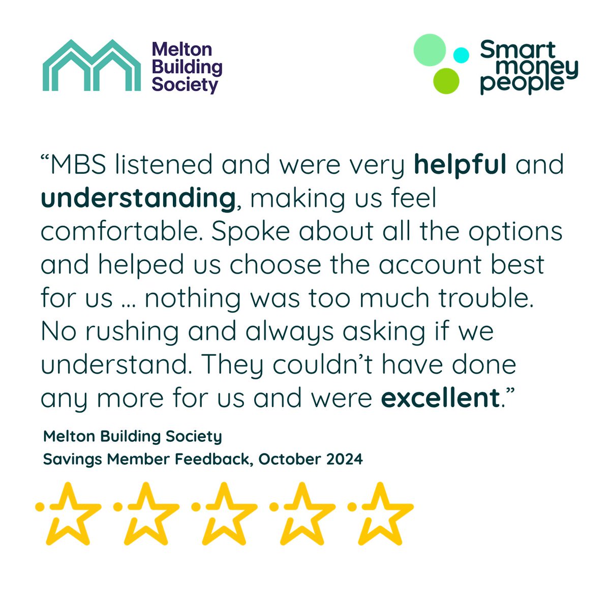 Another day another great review via <a href="/SmartMoneyPPL/">Smart Money People</a> 

If you’re looking for comfortable, helpful and understanding service, look no further and visit us in branch today 👉 themelton.co.uk/branch-finder/

Thank you to every single one of our colleagues for their continued hard work.