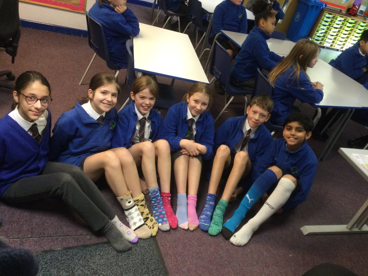 HillsideYr6's tweet photo. We are wearing our odd socks for Anti-Bullying Week. https://t.co/MLzElcphC8