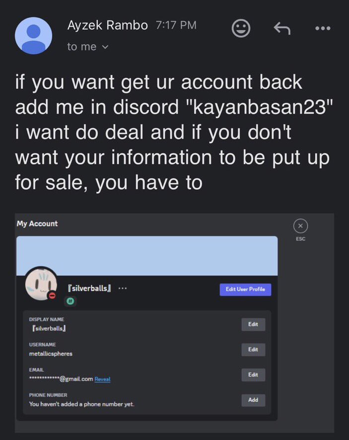 SilverBaIls's tweet photo. IF YOU GET A MESSAGE LIKE THIS FROM ANYONE DO NOT REPLY OR DOWNLOAD ANYTHING THEY SEND YOU I LOST A GOOD AMOUNT OF MONEY JUST NOW ALONG WITH MY DISCORD ACCOUNT https://t.co/mGNP36mwBW