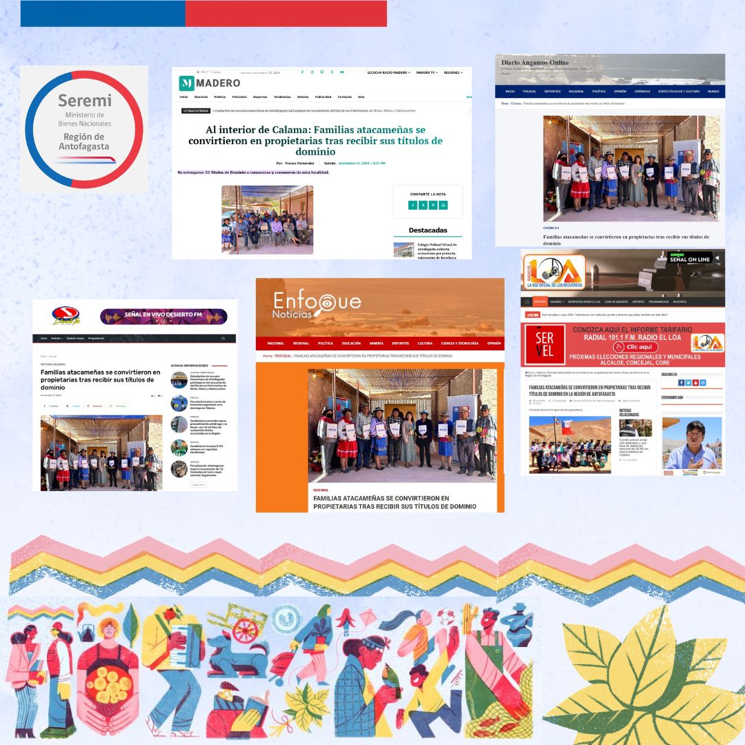 Medios regionales destacan entrega de Títulos de Dominio  realizada a comuneras y comuneros de los poblados de Socaire y Río Grande en el marco de convenio de colaboración entre <a href="/AntofagastaBBNN/">Seremi Bienes Nacionales región de Antofagasta</a>  y <a href="/CONADI_Gob/">CONADI</a>