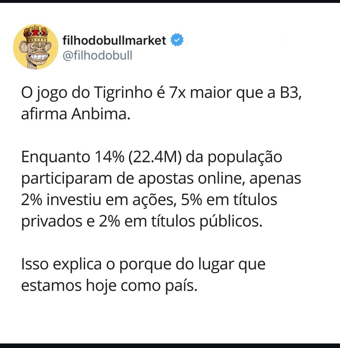 vanderleifl's tweet photo. Ain, eu não gosto de bolsa, me lembra cassino! - Se fosse mesmo você entrava né?! https://t.co/RV9KEVAeNn