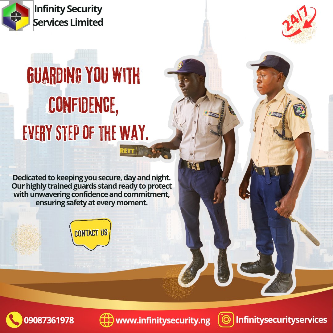MySecurityNG's tweet photo. Confidence in every step, vigilance in every moment. Trust us to secure your world. #InfinitySecurity https://t.co/uOyY9dOIkD