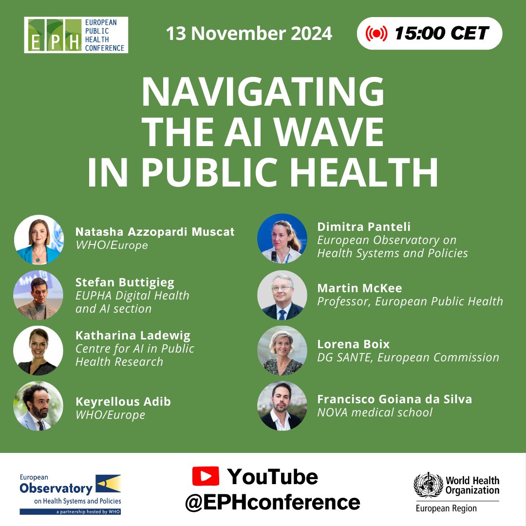 WHO/Europe (@who_europe) on Twitter photo 🤖💡 How can artificial intelligence transform European health systems?
Join us at <a href="/EPHconference/">EPH Conference</a> or online on 13 Nov. to learn more about responsible AI use, future steps, recommendations, and more 👇
bit.ly/3AAlE9u
#EPH2024 <a href="/OBShealth/">European Observatory on Health Systems & Policies</a> #ArtificialIntelligence 🤖💡 How can artificial intelligence transform European health systems?
Join us at <a href="/EPHconference/">EPH Conference</a> or online on 13 Nov. to learn more about responsible AI use, future steps, recommendations, and more 👇
bit.ly/3AAlE9u
#EPH2024 <a href="/OBShealth/">European Observatory on Health Systems & Policies</a> #ArtificialIntelligence