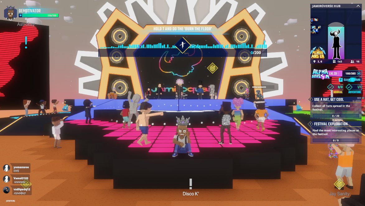 Vibin' out with <a href="/JamiroquaiHQ/">Jamiroquai</a> in <a href="/TheSandboxGame/">The Sandbox</a>. Talk about virtual insanity 🤪😵‍💫 <a href="/TheSandboxGame/">The Sandbox</a> register-landings.sandbox.game/alphaseason4-s… #TheSandbox #AlphaSeason4 #AS4SocialChallenge