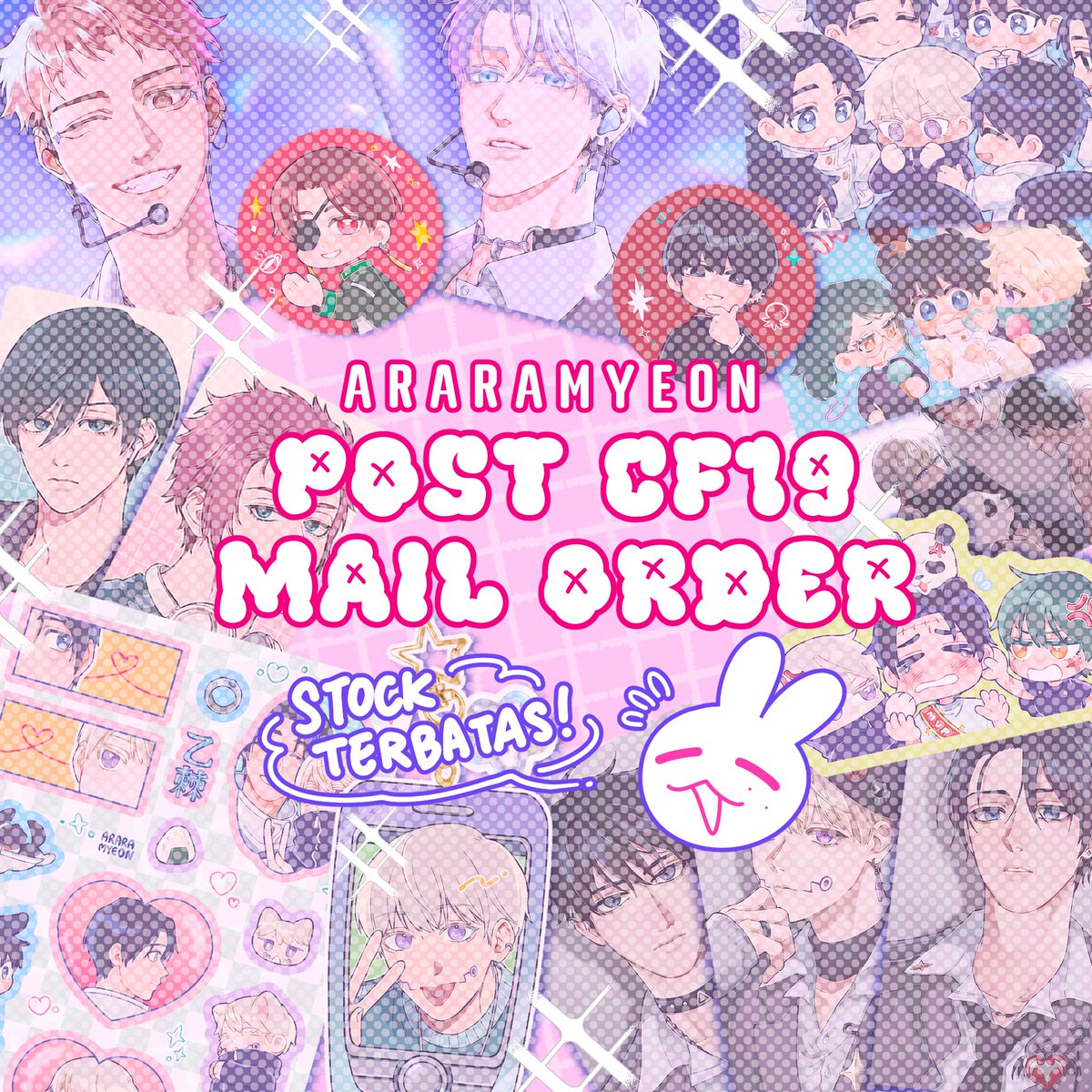 [💗🔁appreciated!]

post #cf19 mail order is open now (IDN only)! 📢

🗓️ 12-16 Nov
🌟 JJK, CSM, Wind Breaker, Blue Lock, Mashle
🔗 forms.gle/3DjojnpagwKbMr…

please pay attention untuk items yang sudah sold out!

#comifuro19