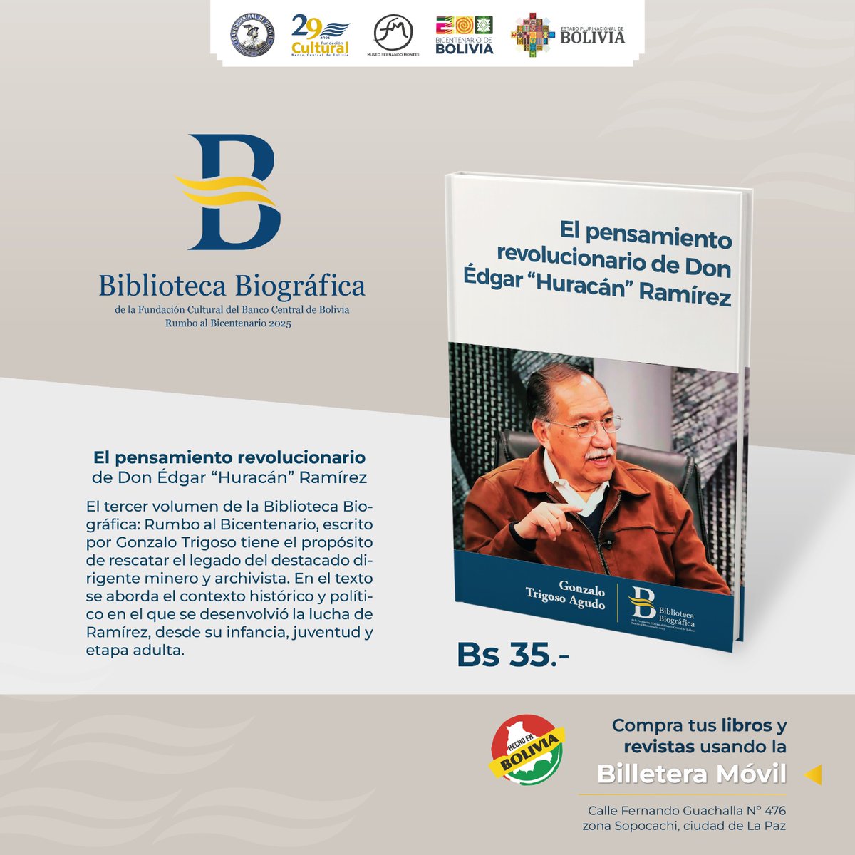 #FCBCB| 𝑩𝒊𝒃𝒍𝒊𝒐𝒕𝒆𝒄𝒂 𝑩𝒊𝒐𝒈𝒓𝒂́𝒇𝒊𝒄𝒂 𝒅𝒆 𝒍𝒂 𝑭𝑪-𝑩𝑪𝑩 𝑹𝒖𝒎𝒃𝒐 𝒂𝒍 𝑩𝒊𝒄𝒆𝒏𝒕𝒆𝒏𝒂𝒓𝒊𝒐2025 - 𝑬𝒅𝒈𝒂𝒓 ❞𝑯𝒖𝒓𝒂𝒄𝒂́𝒏❞ 𝑹𝒂𝒎𝒊́𝒓𝒆𝒛
#LaCulturaNosUne
#UnidosRumboAlBicentenario
#SomosUnPaisEstable