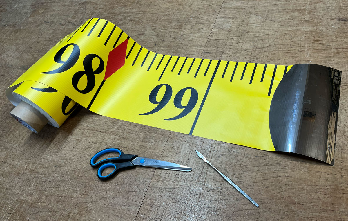 HexioLtd's tweet photo. This job goes down as the longest single print we have ever done by a long way. A 100ft long  PVC banner

We were tasked with printing a giant tape measure for Sandy Toksvig to use in her stage show “One Night Only” with the QI Elves at the Theatre Royal Drury Lane this November. https://t.co/KixKp5mstg