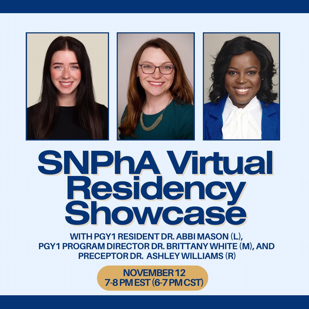 We’re excited to see you tonight at the SNPhA x ACCP Virtual Residency Showcase! We’ll be there from 7-8 PM EST (6-7 CST)! 

❓Unable to make it tonight but have questions about Erlanger’s PGY1 Pharmacy Residency? Message us or click the link in bio to learn more!