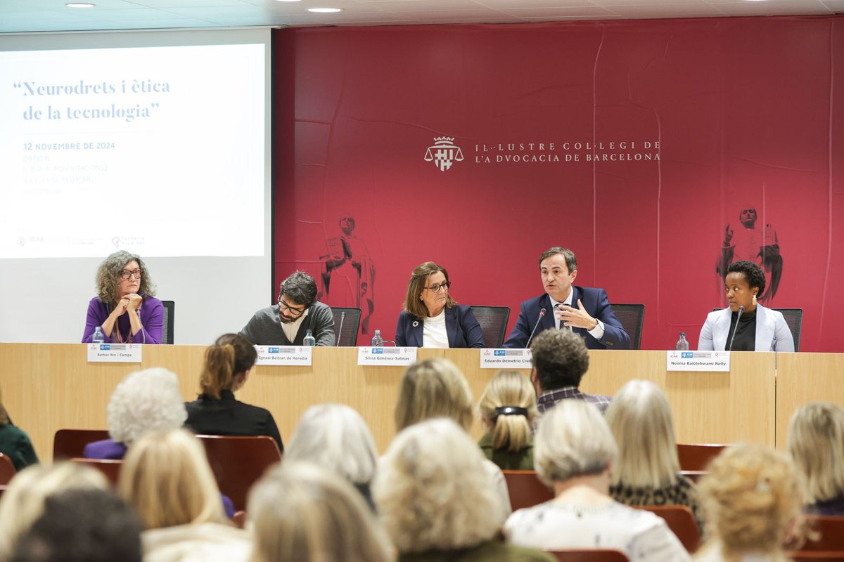 ICAB · Advocacia Barcelona (@icabarcelona) on Twitter photo <a href="/Columbia/">Columbia University</a> <a href="/yusterafa/">rafael yuste</a> <a href="/IGuttmann/">INSTITUT GUTTMANN</a> <a href="/idibaps/">IDIBAPS</a> <a href="/mavi_sanchez/">mavi sanchez</a> <a href="/Neuroelectrics/">Neuroelectrics</a> <a href="/ne_sanchez_todo/">Roser Sanchez-Todo</a> <a href="/fpmaragall/">Fundación Pasqual Maragall</a> 2⃣ Parlem de les repercussions ètiques dels neurodrets amb <a href="/ibdehere/">Ignasi Beltran</a>, degà d'estudis de Dret i Ciència Política <a href="/UOCuniversitat/">UOCuniversitat</a>; <a href="/SilviaGSalinas/">Silvia Giménez-Salinas Colomer</a>, copres. Observatori dels Drets de les Persones ICAB; i <a href="/edemetriocrespo/">Prof. Dr. Eduardo Demetrio-Crespo</a>, expert en neurociència i dret. Modera l’advocada Esther Nin. <a href="/Columbia/">Columbia University</a> <a href="/yusterafa/">rafael yuste</a> <a href="/IGuttmann/">INSTITUT GUTTMANN</a> <a href="/idibaps/">IDIBAPS</a> <a href="/mavi_sanchez/">mavi sanchez</a> <a href="/Neuroelectrics/">Neuroelectrics</a> <a href="/ne_sanchez_todo/">Roser Sanchez-Todo</a> <a href="/fpmaragall/">Fundación Pasqual Maragall</a> 2⃣ Parlem de les repercussions ètiques dels neurodrets amb <a href="/ibdehere/">Ignasi Beltran</a>, degà d'estudis de Dret i Ciència Política <a href="/UOCuniversitat/">UOCuniversitat</a>; <a href="/SilviaGSalinas/">Silvia Giménez-Salinas Colomer</a>, copres. Observatori dels Drets de les Persones ICAB; i <a href="/edemetriocrespo/">Prof. Dr. Eduardo Demetrio-Crespo</a>, expert en neurociència i dret. Modera l’advocada Esther Nin.