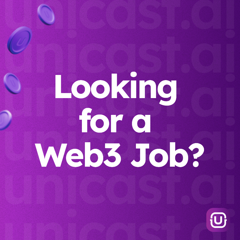 unicastai's tweet photo. Looking for a Web3 Job? 

👉 Use the first free AI-powered jobboard bot: https://t.co/seqvw6aYM7