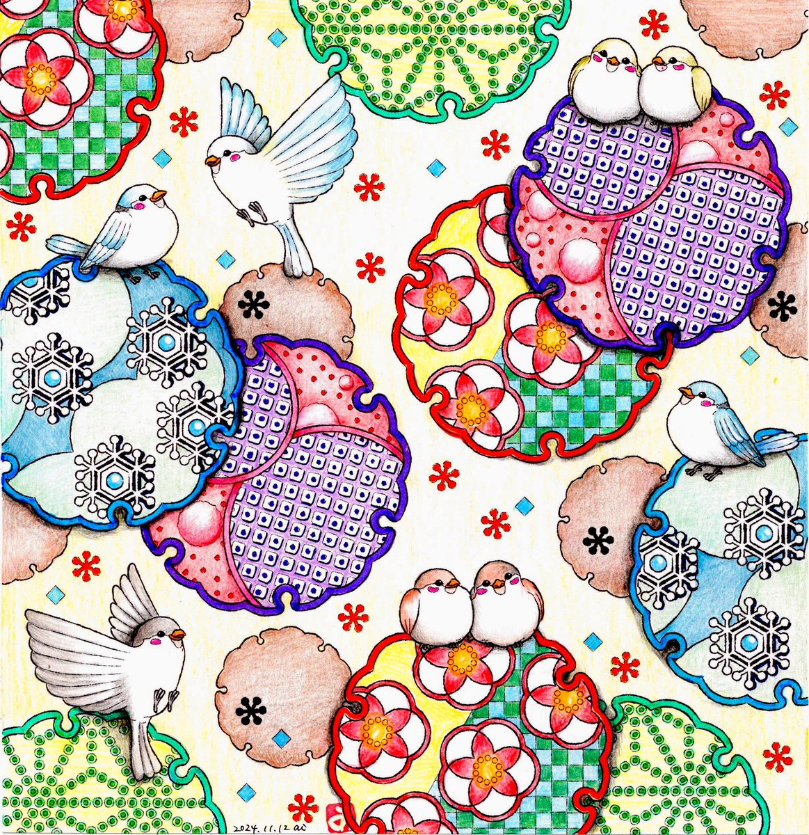 aries_sunrise's tweet photo. 「雪景色」
#大人の塗り絵 #塗り絵 #コロリアージュ #小鳥 #ぬりえ #ぬり絵 #和風 #coloriages https://t.co/uRXYHNCffm